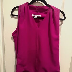 Diane Von Furstenberg Women's size 6 Draped Sleeveless Blouse Hot Pink